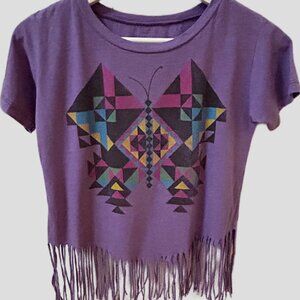LIFE CLOTHING CO PURPLE FRINGED TOP SIZE S